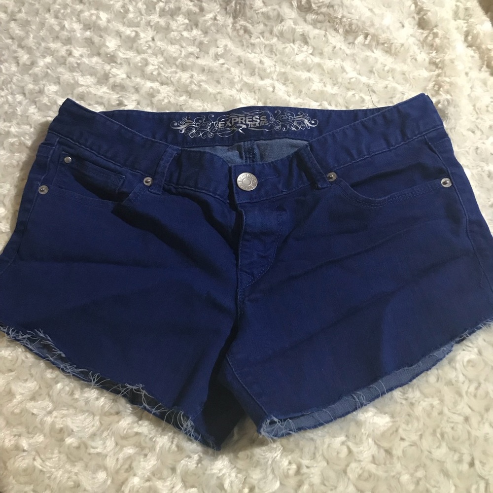 Express electric blue cut off shorts